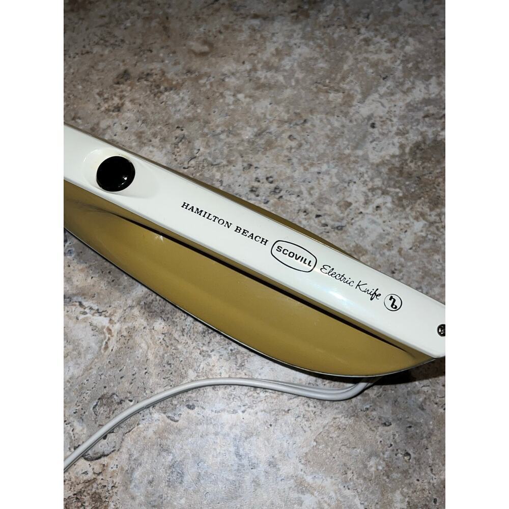 Vintage 1975 Scovill Hamilton Beach Electric Knife Model 265G Harvest Gold Cream - Picture 4 of 14